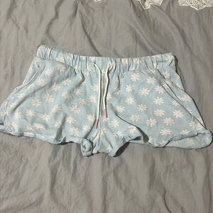 Old Navy white & pink flower print w/ white & pink drawstring blue shorts